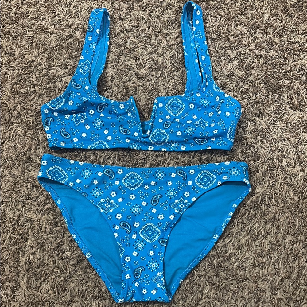 Aerie Blue Bikini with Paisley Accents